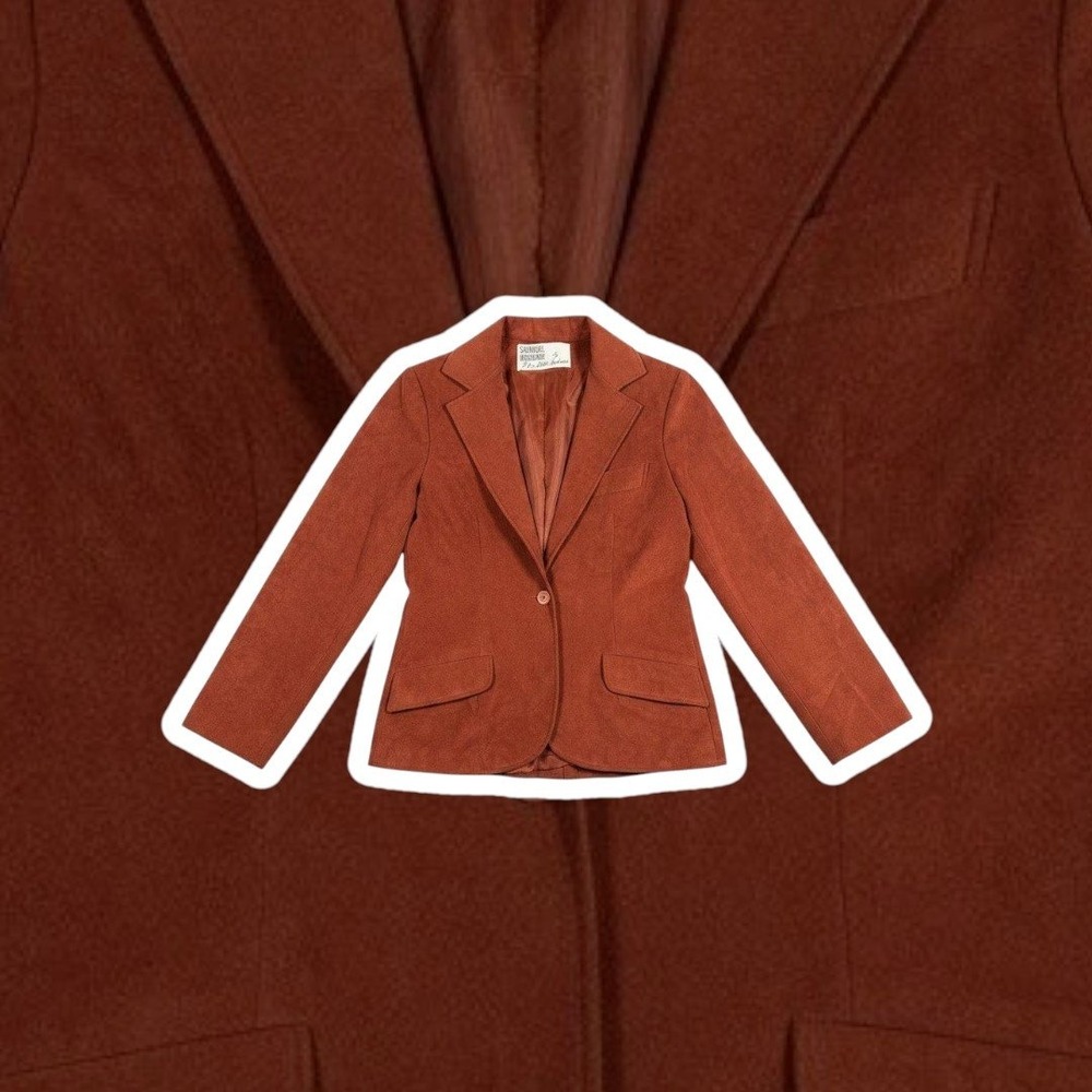 Samuel Robert Peter Hatsi Androu Vintage 70s Ultrasuede Blazer Size 10 Rust Red